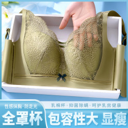 大胸顯小文胸薄款內衣女無鋼圈抹胸大碼全罩杯胸罩透氣聚攏收副乳