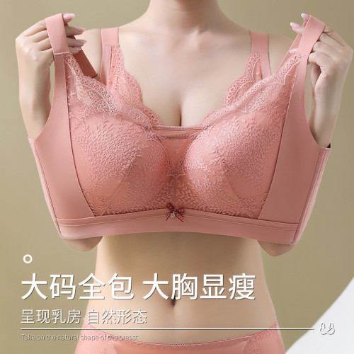 大胸顯小文胸薄款內衣女無鋼圈抹胸大碼全罩杯胸罩透氣聚攏收副乳