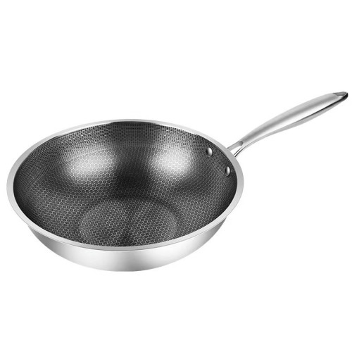 【爆款】不鏽鋼炒鍋食品級家用無塗層炒菜不沾鍋無油煙平底鍋
