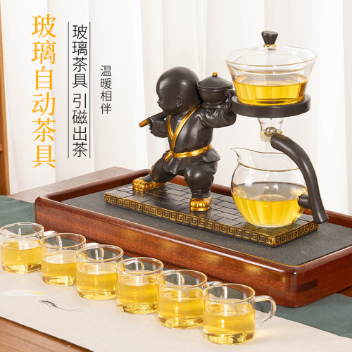 玻璃自動茶具套裝簡易家用功夫茶具用品分茶器一體式懶人泡茶神器
