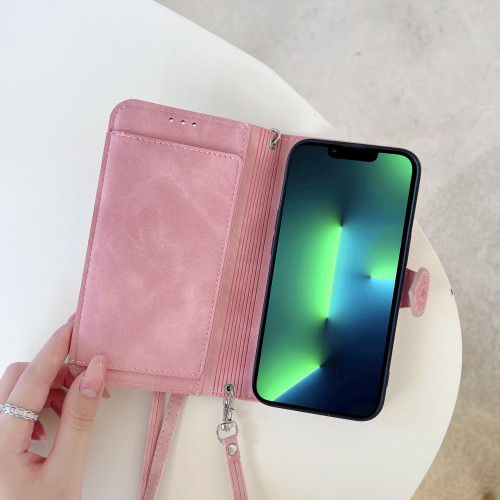 適用三星A57手機皮套 超長斜背掛繩拉鍊包iPhone 17Pro保護套