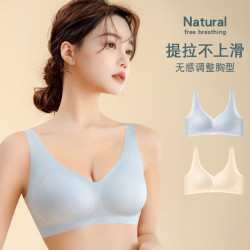 果凍無痕背心式運動內衣女薄款小胸聚攏上托透氣文胸日系風文胸
