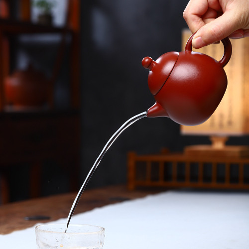大紅袍龍蛋紫砂壺茶壺功夫茶具小容量宜興雕刻手工手繪