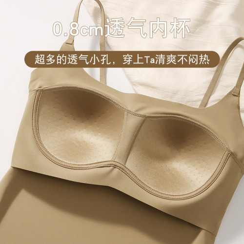 美背內衣女吊帶背心內搭帶胸墊夏季打底一體式內搭裹胸無痕抹胸罩