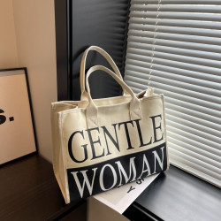 泰國Gentle Woman托特媽咪帆布包包2023新款學生字母印花單肩包袋