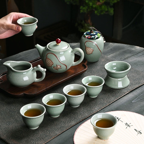 10頭哥窰茶具套裝功夫陶瓷開片德化家用整套茶壺禮盒茶杯商務禮品