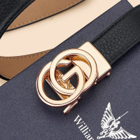 英皇保羅真皮皮帶女士純牛皮西裝裙牛仔褲腰帶女時尚女士皮帶