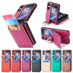 適用OPPO Find N3 Flip荔枝紋翻蓋卡包指環手機殼多功能插卡支架