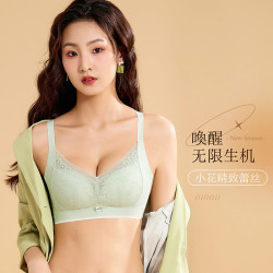 內衣女無側骨無鋼圈性感蕾絲薄杯文胸聚攏舒適無感調整型收副乳罩