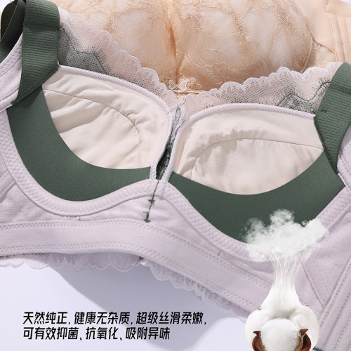 新款內衣女小胸聚攏中厚無鋼圈性感蕾絲文胸調整型上托收副乳胸罩