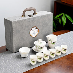 德化白瓷功夫羊脂玉茶具套裝家用蓋碗禮盒全套玉瓷整套禮品伴手禮