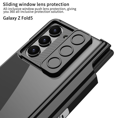 適用三星 Z Fold5摺疊螢幕手機殼創意手機保護套幻影推窗筆盒支架殼