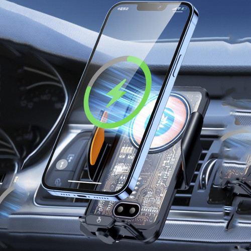 超級快充車用手機支架新款透明磁吸無線充電器導航固定支撐架