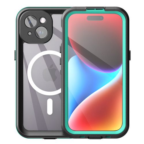 適用蘋果15防水手機殼MagSafe無線充磁吸iPhone15ProMax透明全包