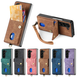 適用SamsungZFold7插卡支架腕帶卡包手機殼純色膚感fold6/5殼