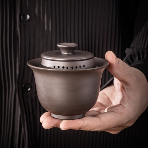 紫砂功夫茶具三才蓋碗手抓壺復古泡茶家用創意主人杯防燙中式茶碗