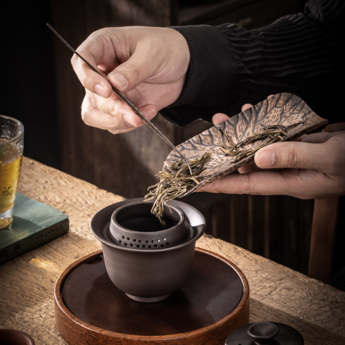 紫砂功夫茶具三才蓋碗手抓壺復古泡茶家用創意主人杯防燙中式茶碗