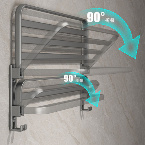 槍灰太空鋁毛巾架免打孔衛生間浴室置物架壁掛式洗手間厠所浴巾架