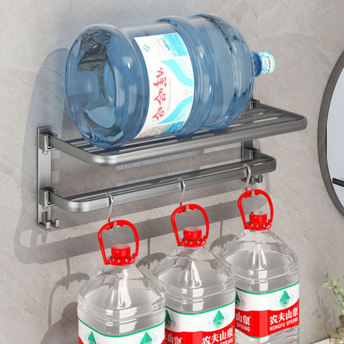 槍灰太空鋁毛巾架免打孔衛生間浴室置物架壁掛式洗手間厠所浴巾架