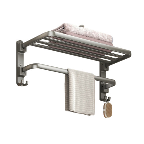 槍灰太空鋁毛巾架免打孔衛生間浴室置物架壁掛式洗手間厠所浴巾架