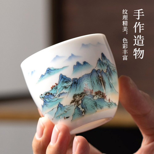 國潮提梁壺陶瓷功夫茶具泡茶壺套裝一壺四杯整套禮盒裝大容量茶杯
