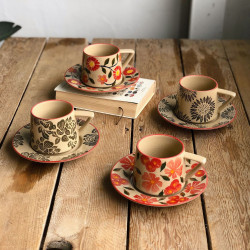 創意冰裂紋陶瓷杯花朵高顔值馬克杯輕奢家用辦公咖啡杯早餐牛奶杯