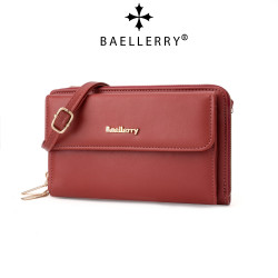 Baellerry新款女士單肩斜後背包簡約單拉鍊觸控螢幕手機包錢包