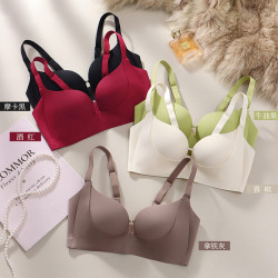 小胸顯大聚攏無痕提拉內衣女無鋼圈收副乳防下垂乳膠文胸光面胸罩