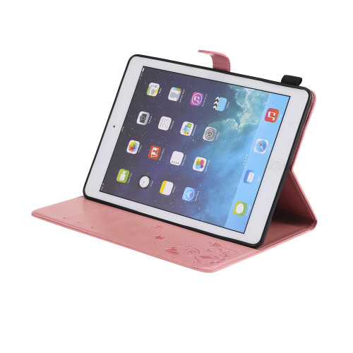 適用Ipad Pro11貓和蜜蜂壓紋皮套air插卡支架mini2345帶筆套平板