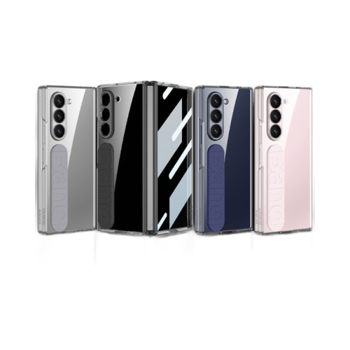適用三星Z Fold6折曡手機殼彈力腕帶式電鍍透明 殼膜fold5保護套
