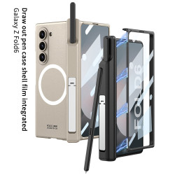 適用三星ZFold6無線充手機殼磁吸折曡支架筆盒6代磨砂簡約保護殼