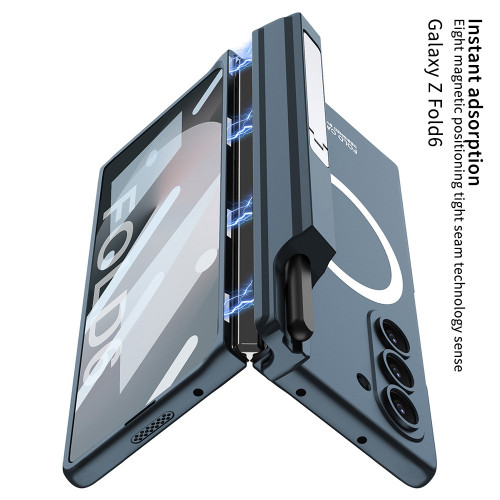 適用三星ZFold6無線充手機殼磁吸折曡支架筆盒6代磨砂簡約保護殼