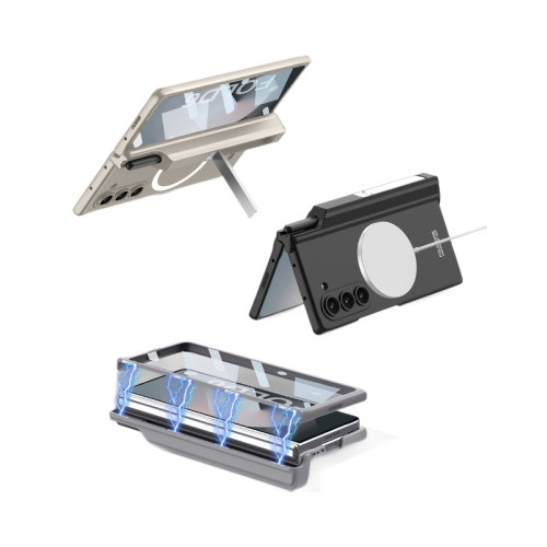 適用三星ZFold6無線充手機殼磁吸折曡支架筆盒6代磨砂簡約保護殼