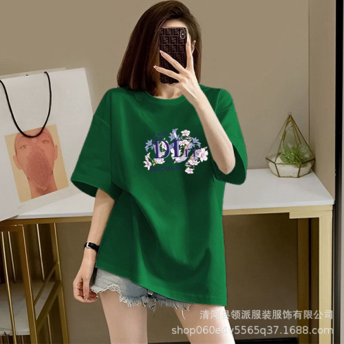 純棉短袖t恤女夏季ins潮牌韓版半袖體恤百搭印花寬松大碼顯瘦上衣