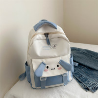 高顔值2024新款簡約休閒撞色書包學院風多功能大容量電腦後後背包學生