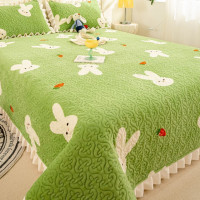 冬季加厚牛奶絨床蓋單件四季通用三件套防滑夾棉床單鋪底鋪床床墊