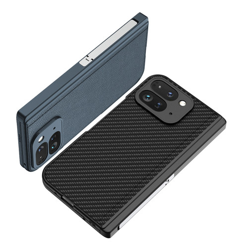 適用谷歌Pixel 9 Pro Fold支架手機殼磁吸鉸鏈素皮碳纖維折曡皮套