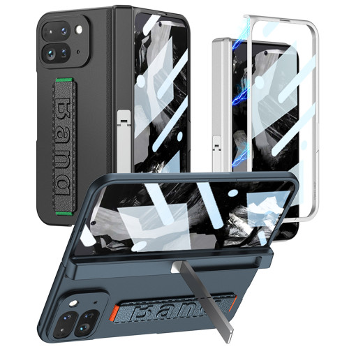 適用谷歌Pixel9 Pro Fold 腕帶保護套手機殼側包支架磁吸鉸鏈硬殼
