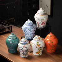 精緻茶葉罐陶瓷密封罐家用儲存罐防潮茶缸普洱白茶風空罐有蓋