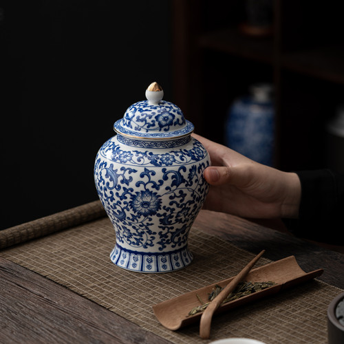 精緻茶葉罐陶瓷密封罐家用儲存罐防潮茶缸普洱白茶風空罐有蓋