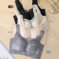 大胸顯小紙片杯內衣女薄款透氣聚攏調整型副乳全罩杯蕾絲大碼文胸