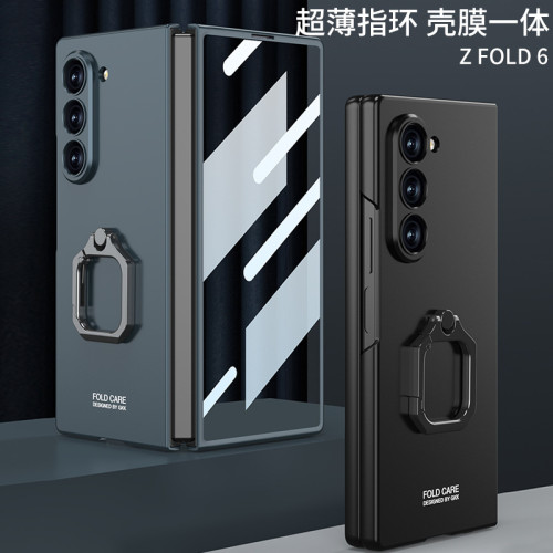 適用三星Z Fold6折曡手機殼方形指環支架Galaxy ZFold6防摔保護套