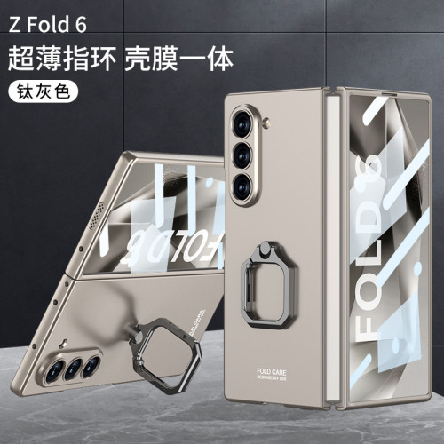 適用三星Z Fold6折曡手機殼方形指環支架Galaxy ZFold6防摔保護套