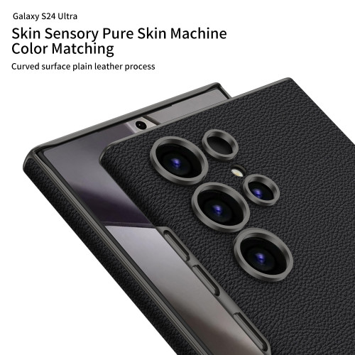適用於三星S24Ultra曲面素皮手機殼GalaxyS24u皮革商務防摔保護套