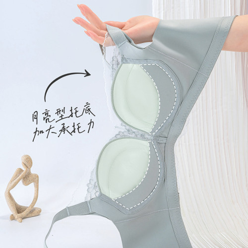 無側骨內衣女小胸聚攏中厚杯舒適透氣無鋼圈無痕蕾絲文胸側收副乳