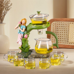 花仙子玻璃懶人自動茶具套裝家用簡約玻璃泡茶器