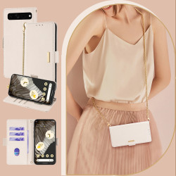 適用Google Pixel 8 Pro翻蓋手機殼7A多卡槽7 Pro 5G掛繩手機皮套