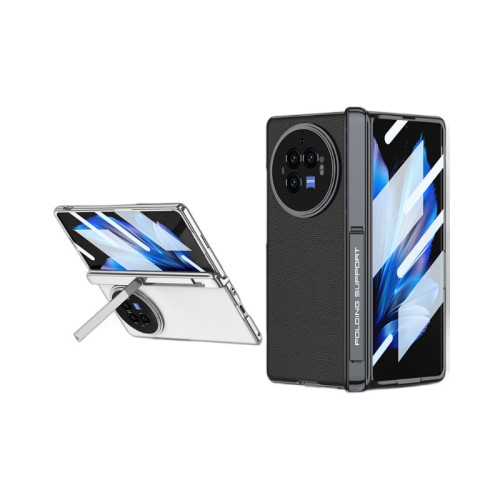 適用VIVOXFold3手機殼 XFold3Pro磁吸保護套 電鍍素皮防摔保護殼