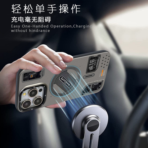 科技風磁吸潮殼適用蘋果15Promax手機殼磨砂iPhone14防摔保護套11