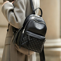 真皮雙肩包女2025新款時尚大容量菱格雙肩後後背包通勤旅行女士後後背包